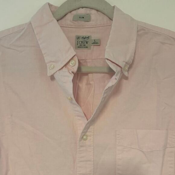 NWOT J.Crew Slim Short Sleeve Broken In Organic Oxford Shirt In Pink Size Large - Picture 3 of 5